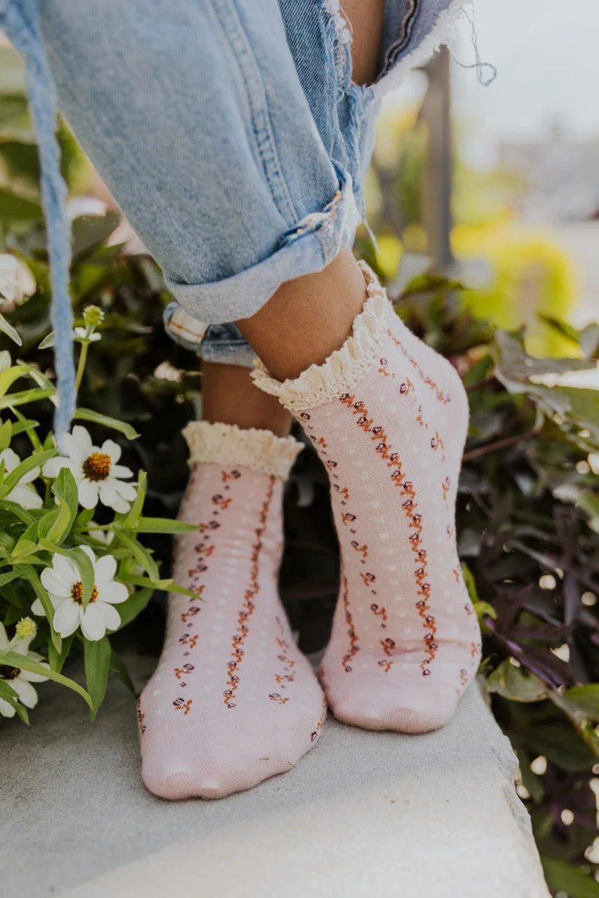Free People Rosebud Waffle Knit Ankle Socks with Floral Embroidery 10 Free People Rosebud Waffle Knit Ankle Socks with Floral Embroidery - Image 8