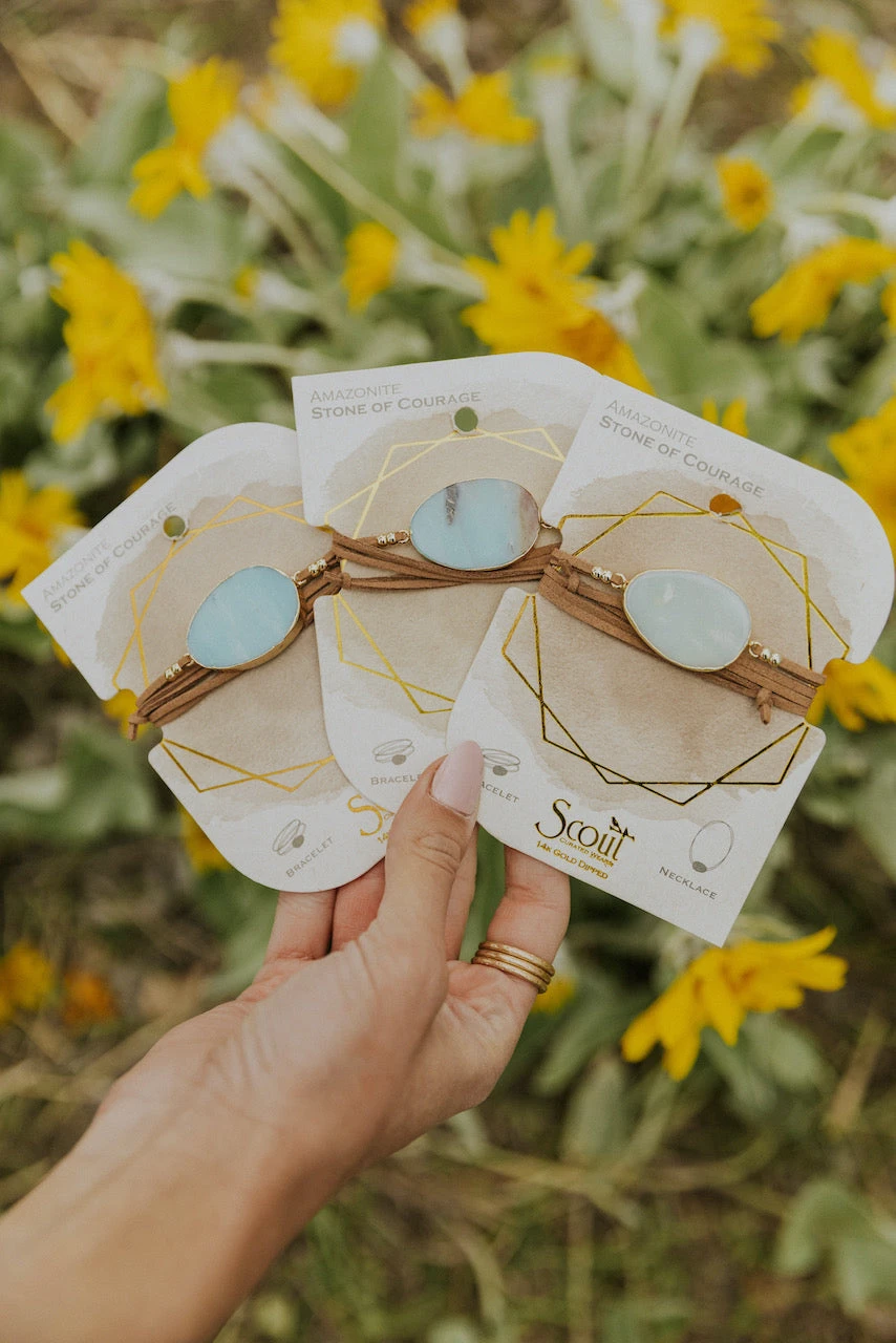 Amazonite Stone of Courage Vegan Suede Convertible Wrap Bracelet & Necklace 4 Amazonite Stone of Courage Vegan Suede Convertible Wrap Bracelet & Necklace - Image 2