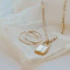 Gold Filled Lock Necklace with 16-Inch Paperclip Chain -ROOLEE FASHION SHOP 5J8A7475