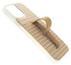 Plaid Wallet Phone Case with Kickstand and Finger Strap - Gold Picnic Design -ROOLEE FASHION SHOP 5S3A1609