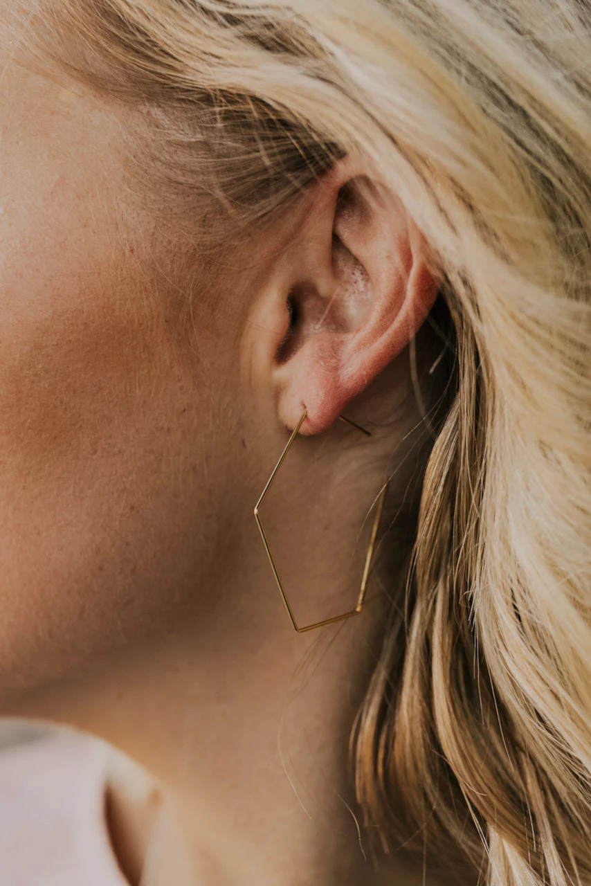 Hexagon Geometric Earrings - Doing Fine Minimalist Jewelry 4 Hexagon Geometric Earrings - Doing Fine Minimalist Jewelry - Image 2