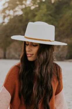 Wren Off White Flat Brim Telescope Hat with Genuine Leather Chin Strap -ROOLEE FASHION SHOP 6Z8A5404 dbc39171 3955 49be bbbc 37dee04e081f