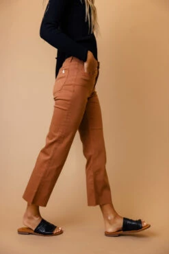 Hyrum High Rise Flare Leg Pants with Raw Hem -ROOLEE FASHION SHOP 7W4A0048