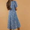 Blue Floral Puff Sleeve Dress with Elegant Princess Seams 2 Blue Floral Puff Sleeve Dress with Elegant Princess Seams -ROOLEE FASHION SHOP 7W4A0065