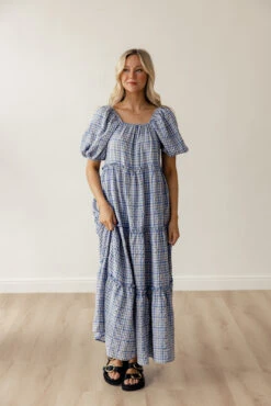 Gingham Tiered Maxi Dress with Puff Sleeves - Audie -ROOLEE FASHION SHOP 7W4A0311