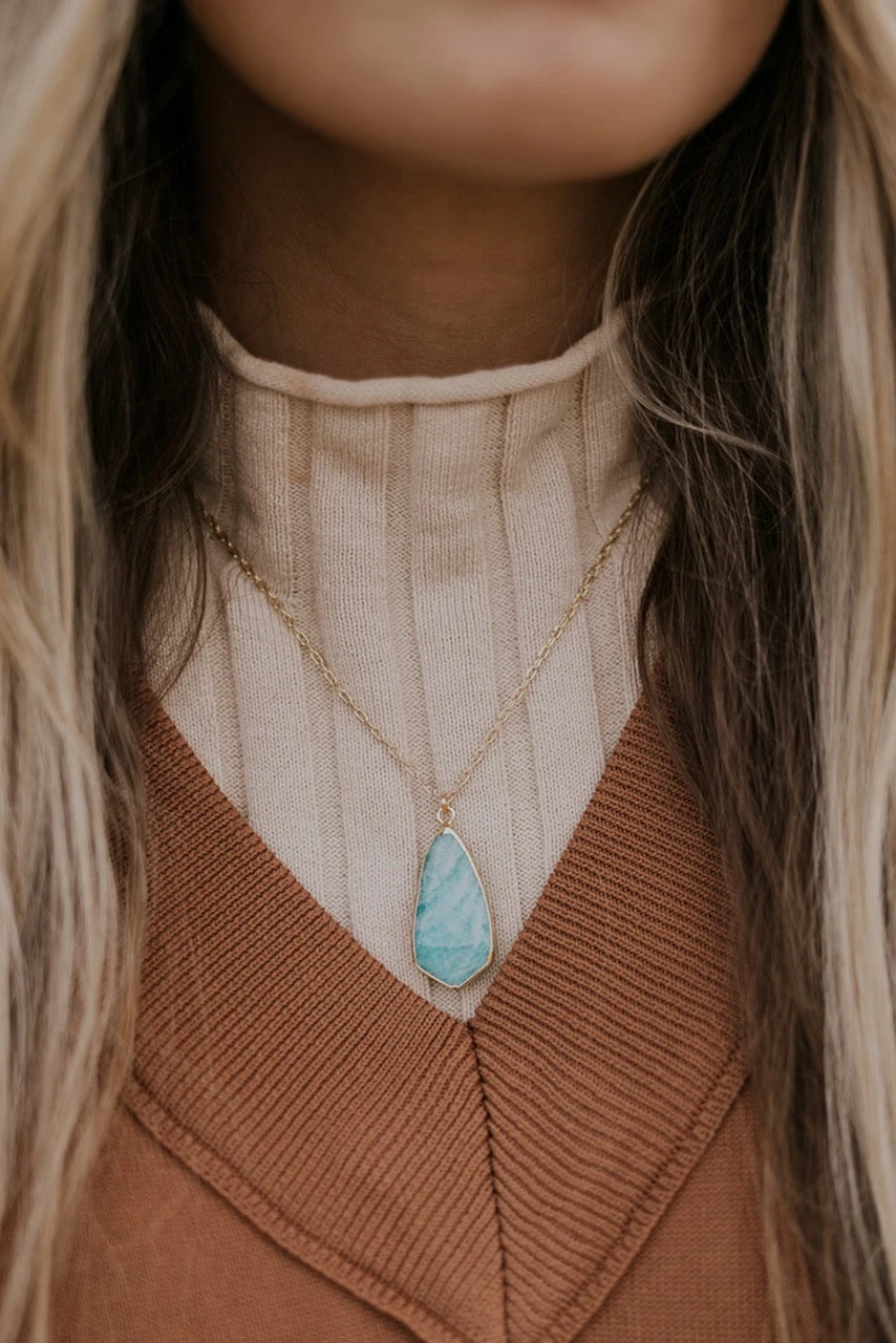 ROOLEE Northern Lights Necklace - Cloudy Blue Stone Pendant 3 ROOLEE Northern Lights Necklace - Cloudy Blue Stone Pendant