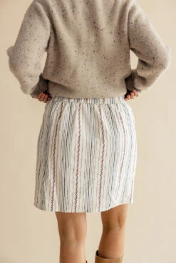 Striped Floral Mini Skirt with Elastic Waist and Gathered Detail -ROOLEE FASHION SHOP 7W4A0670 f6dc1d41 e614 4bd4 9a43 fb5588ef9586