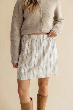 Striped Floral Mini Skirt with Elastic Waist and Gathered Detail -ROOLEE FASHION SHOP 7W4A0672 0d134c30 43bb 4768 8950 28eb2dab1b96