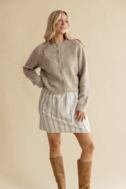 Striped Floral Mini Skirt with Elastic Waist and Gathered Detail -ROOLEE FASHION SHOP 7W4A0688 d1e268df 3a59 4ecf 925b d3bd9baf09f9