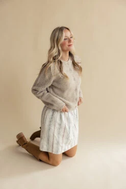 Striped Floral Mini Skirt with Elastic Waist and Gathered Detail -ROOLEE FASHION SHOP 7W4A0694 4821a03a b1e0 47f0 8c83 0fbe8ae45f07