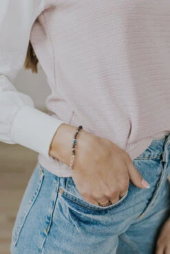 Semi-Precious Gemstone & Silver Paperclip Stacking Bracelet -ROOLEE FASHION SHOP 7W4A0750