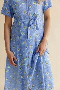 Button Down V-Neck Dress with Adjustable Waist Tie - Zooey 13 Button Down V-Neck Dress with Adjustable Waist Tie - Zooey -ROOLEE FASHION SHOP 7W4A0847