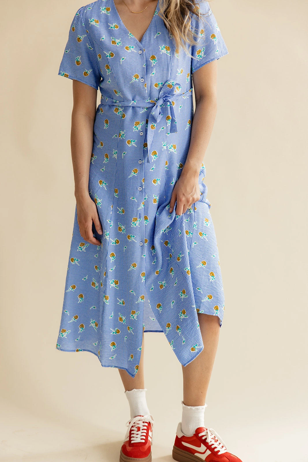 Button Down V-Neck Dress with Adjustable Waist Tie - Zooey 10 Button Down V-Neck Dress with Adjustable Waist Tie - Zooey - Image 8