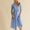 Button Down V-Neck Dress with Adjustable Waist Tie - Zooey -ROOLEE FASHION SHOP 7W4A0854