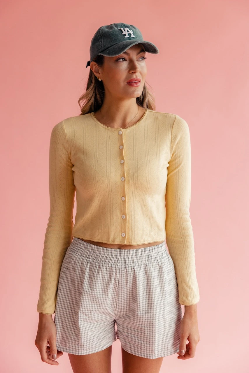 Just Friends Pointelle Cardigan - Dainty Cropped Knit Outerwear 7 Just Friends Pointelle Cardigan - Dainty Cropped Knit Outerwear - Image 5