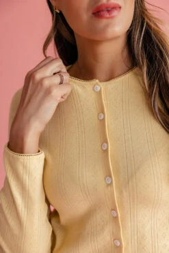 Just Friends Pointelle Cardigan - Dainty Cropped Knit Outerwear