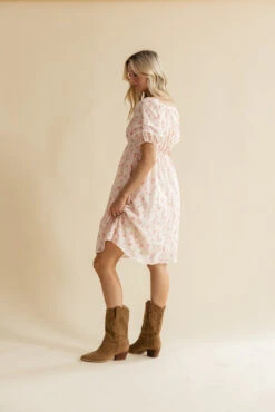 Women's Bubble Sleeve Dress with Elastic Waist and Pockets -ROOLEE FASHION SHOP 7W4A0923