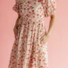 Floral Square Neck Midi Dress with Pockets - Pink and Red Blossom -ROOLEE FASHION SHOP 7W4A1086 b5a2a59e 2d98 49aa bf83 823af89e8f2c