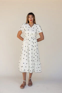 Gemma Embroidered Dress - Elegant Flutter Sleeve Nursing Friendly Dress -ROOLEE FASHION SHOP 7W4A1215