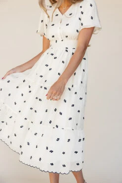 Gemma Embroidered Dress - Elegant Flutter Sleeve Nursing Friendly Dress -ROOLEE FASHION SHOP 7W4A1239