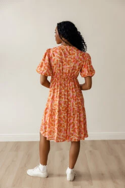 Red Floral Button Down Dress with Pockets -ROOLEE FASHION SHOP 7W4A1254