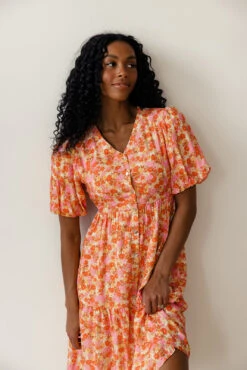 Red Floral Button Down Dress with Pockets -ROOLEE FASHION SHOP 7W4A1303 f1e6b5a4 2ff0 44da 882a 11bd33f23683