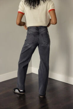 High Rise Wide Leg Jeans with Raw Hem - Sabine Denim 12 High Rise Wide Leg Jeans with Raw Hem - Sabine Denim -ROOLEE FASHION SHOP 7W4A1467