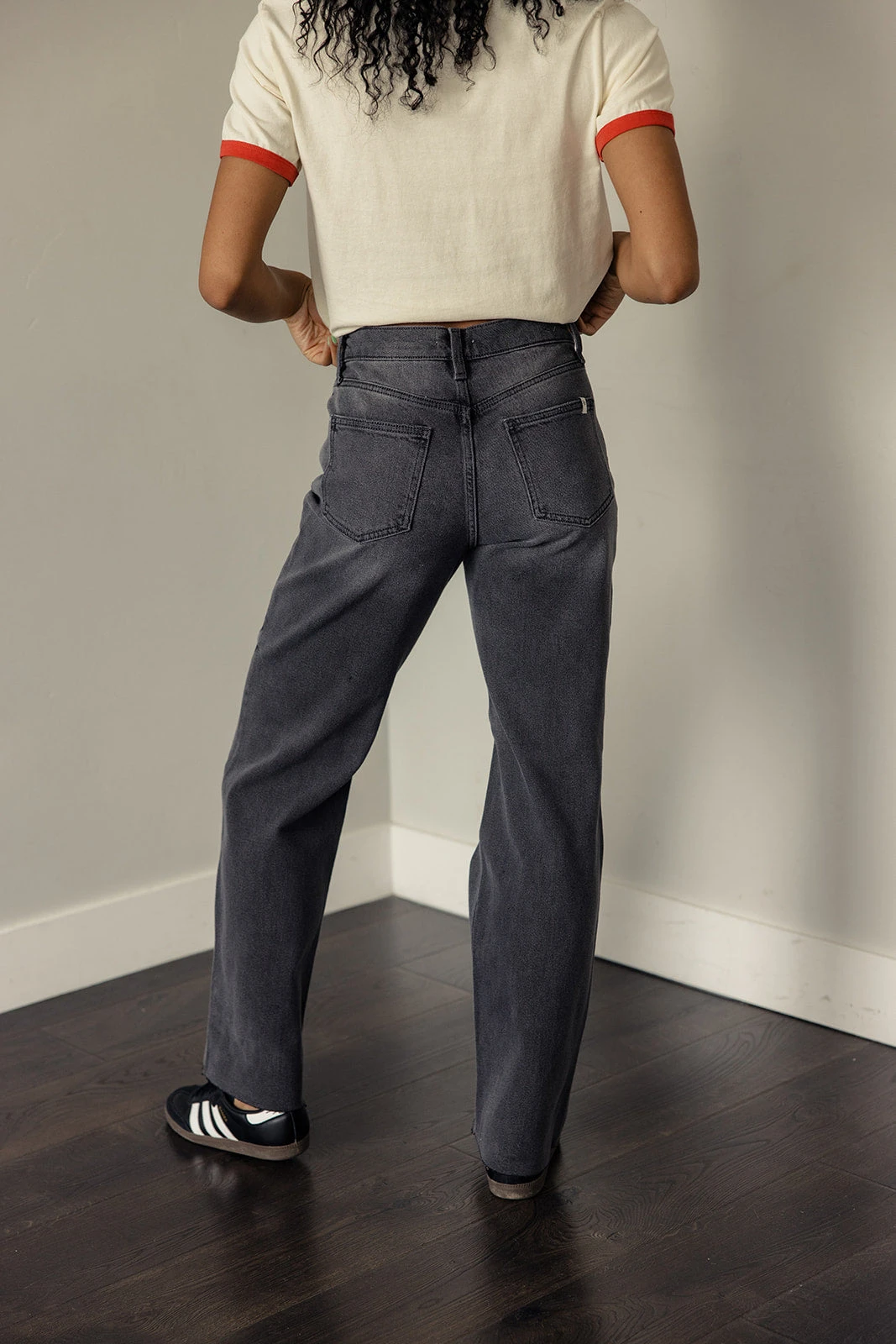 High Rise Wide Leg Jeans with Raw Hem - Sabine Denim 6 High Rise Wide Leg Jeans with Raw Hem - Sabine Denim - Image 4