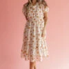 Floral Midi Dress with Puff Sleeves and Pockets -ROOLEE FASHION SHOP 7W4A1595