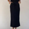 Adjustable Midi Tie Waist Skirt with Elastic Comfort
