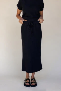 Adjustable Midi Tie Waist Skirt with Elastic Comfort