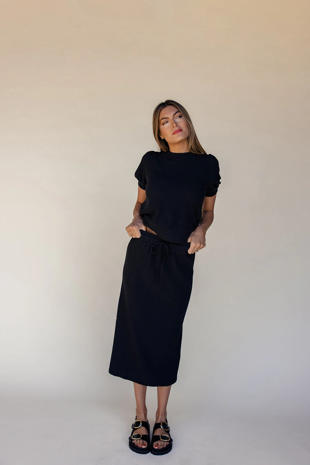 Adjustable Midi Tie Waist Skirt with Elastic Comfort 7 Adjustable Midi Tie Waist Skirt with Elastic Comfort - Image 5