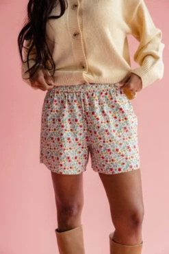 Floral Print Loungewear Boxers with Pockets and Elastic Waist