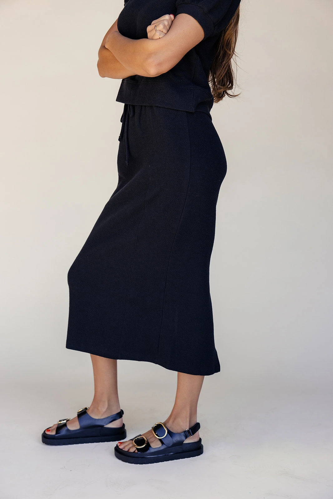 Adjustable Midi Tie Waist Skirt with Elastic Comfort 5 Adjustable Midi Tie Waist Skirt with Elastic Comfort - Image 3