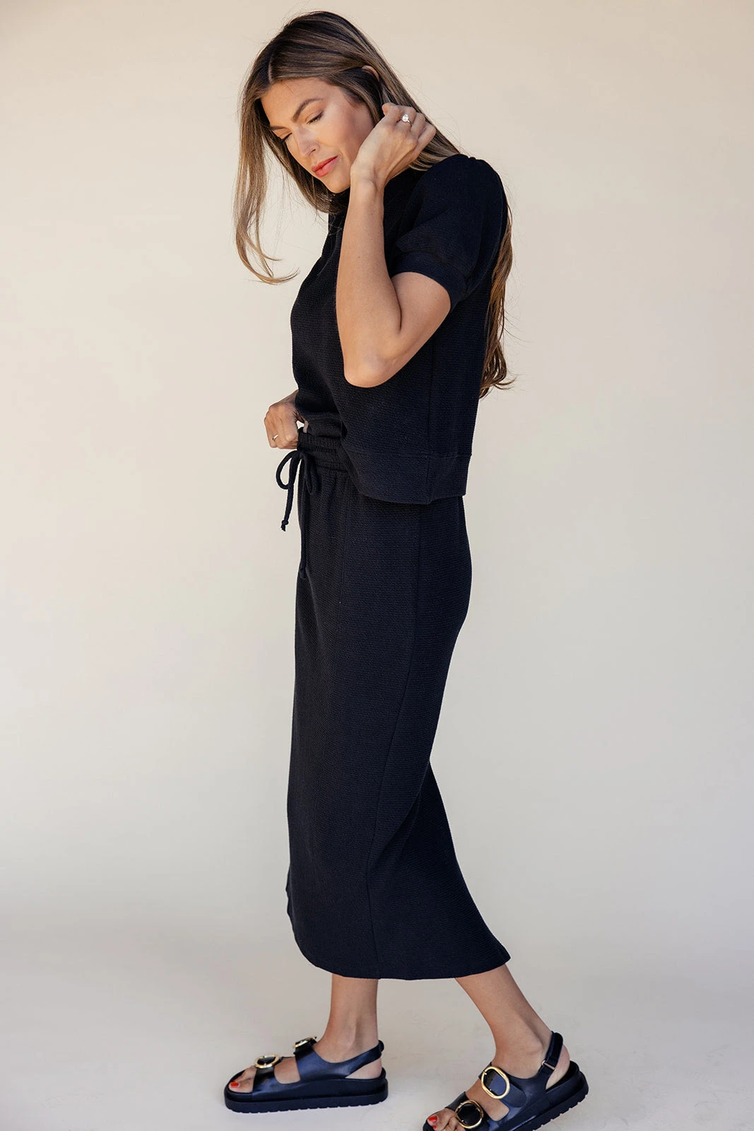 Adjustable Midi Tie Waist Skirt with Elastic Comfort 9 Adjustable Midi Tie Waist Skirt with Elastic Comfort - Image 7