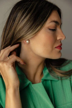 Classic Pearl Stud Earrings with Hypoallergenic Surgical Steel Posts -ROOLEE FASHION SHOP 7W4A1685