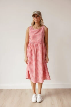 Gingham Summer Tank Dress with Pockets - Sleeveless Midi -ROOLEE FASHION SHOP 7W4A1798
