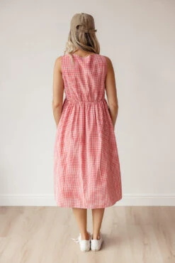 Gingham Summer Tank Dress with Pockets - Sleeveless Midi -ROOLEE FASHION SHOP 7W4A1799