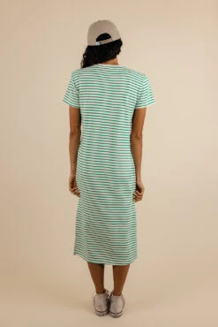 Striped Knit Midi Dress with Side Slit - Comfortable Boxy Fit -ROOLEE FASHION SHOP 7W4A1831