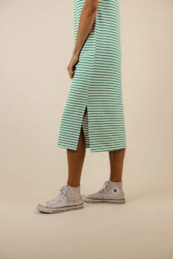 Striped Knit Midi Dress with Side Slit - Comfortable Boxy Fit -ROOLEE FASHION SHOP 7W4A1832 581bd4a2 67fc 488b 85d2 6a14cd79268f