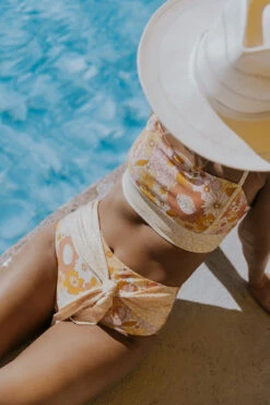 Floral Tie Waist Bikini Bottoms - Adjustable Summer Swimwear
