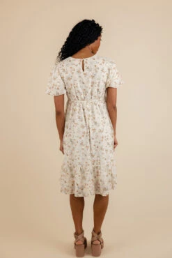 White Floral Puff Sleeve Midi Dress - Jordyn Ruffle Skirt Dress -ROOLEE FASHION SHOP 7W4A1926