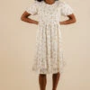 White Floral Puff Sleeve Midi Dress - Jordyn Ruffle Skirt Dress -ROOLEE FASHION SHOP 7W4A1963