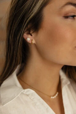 Classic Pearl Stud Earrings with Hypoallergenic Surgical Steel Posts -ROOLEE FASHION SHOP 7W4A2004