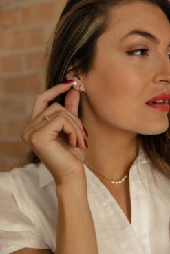 Classic Pearl Stud Earrings with Hypoallergenic Surgical Steel Posts -ROOLEE FASHION SHOP 7W4A2012