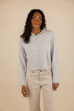 Chic Soft Button-Down Cardigan with Rolled Neckline -ROOLEE FASHION SHOP 7W4A2067