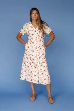 Floral V-Neck Button Front Dress with Pockets - The Emery -ROOLEE FASHION SHOP 7W4A2067 dd87ba91 9066 40ee 9045 5dc3705ccf71