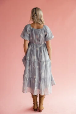 Embroidered Blue Tiered Dress with Pockets - Marisette -ROOLEE FASHION SHOP 7W4A2069 230447ff b361 46e2 b059 ad41e50305b1