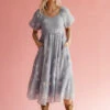 Embroidered Blue Tiered Dress with Pockets - Marisette -ROOLEE FASHION SHOP 7W4A2090
