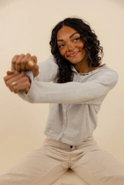 Chic Soft Button-Down Cardigan with Rolled Neckline -ROOLEE FASHION SHOP 7W4A2095